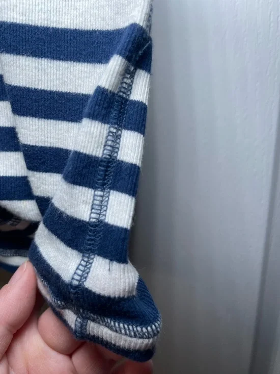 Y2K Vintage Abercrombie & Fitch Women’s Blue & White Striped Henley Size Large - Picture 14 of 16